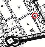 Map detail of the city of Jakalla, showing the location of the Armoury of the Mighty Sword of Karakán