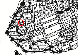 Map detail of the Foreigners Quarter in the city of Jakalla, showing the location of the Armory of the Shield of Imperial Valour.